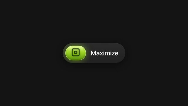 Animated Maximize button with green icon user interface motion graphic elements