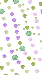 Cute Seashell Pattern with Cartoon Faces © si