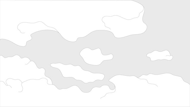 Clean line art cloud formations and subtle horizon contours characterize this architectural sky background illustration for exterior CAD presentation rendering.
