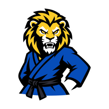 Lion Mascot Logo in Karate Gi