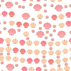 Seamless pattern of pink and orange seashells © si