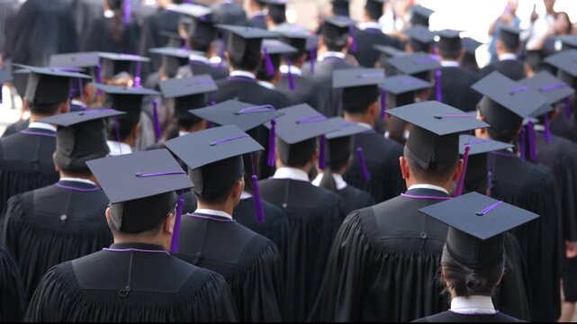 backside graduation hats during commencement success graduates of the university, Concept education congratulation. Graduation Ceremony ,Congratulated the graduates in University during commencement