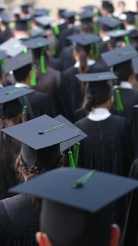  backside graduation hats during commencement success graduates of the university, Concept education congratulation. Graduation Ceremony ,Congratulated the graduates in University during commencement