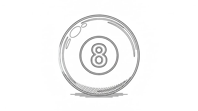 8 ball billiard ball close up sketch line art