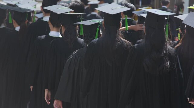backside graduation hats during commencement success graduates of the university, Concept education congratulation. Graduation Ceremony ,Congratulated the graduates in University during commencement