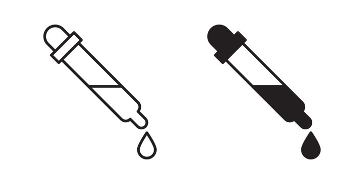 Eye dropper icon flat outline in black