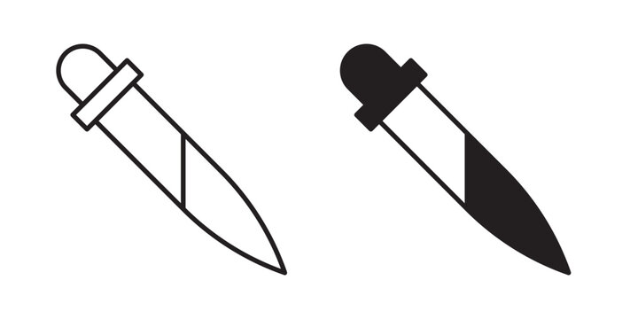 Eye dropper icon flat outline in black