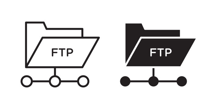 FTP icon flat outline in black