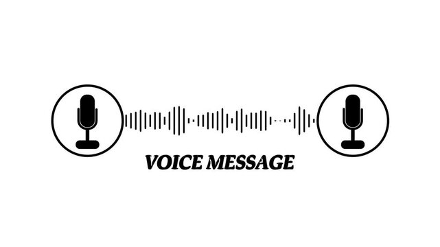 Animated voice message sound wave with microphone for communication and audio technology concepts waveform