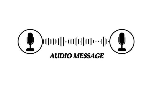 Audio message sound wave animation with microphone for podcast and communication waveform