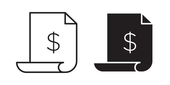 Invoice icon flat outline in black