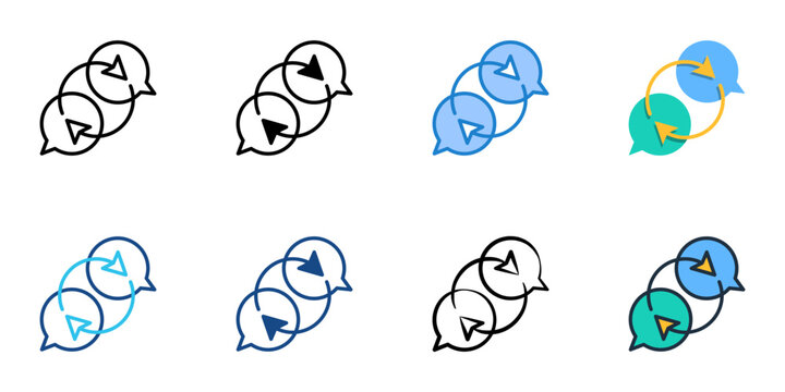 Communication icons set multiple style collection. Editable stroke 