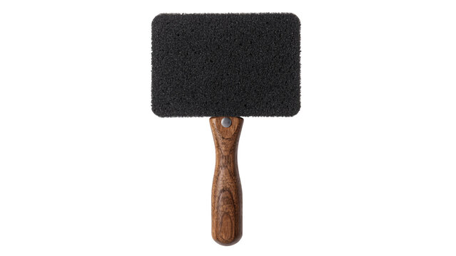 Blank minimalist rectangular black notice blackboard slate with handle isolated on transparent background