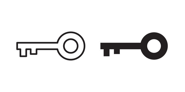 Key icon flat outline in black
