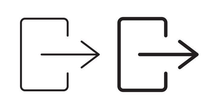 Log Out icon flat outline in black