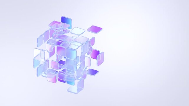 Abstract glass cube, 4k seamless loop 3d animation