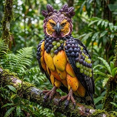 Fototapeta premium Owl Made With Mix Fruit 