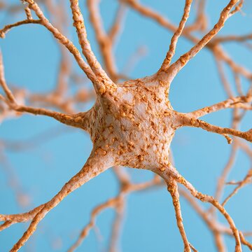 Human brain neuron cell generating electrical impulses