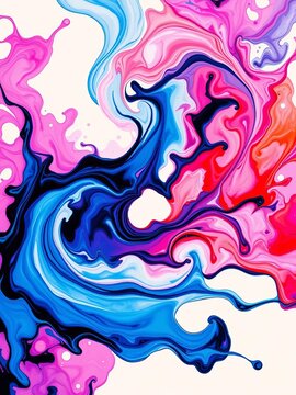 Ink and paint swirling together to form abstract shapes, creative, abstract