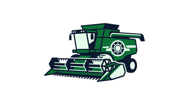 Green Combine Harvester Machine Isolated