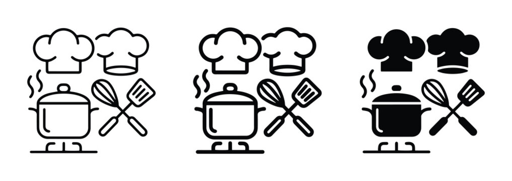 Cooking icons set for restaurant menu or app