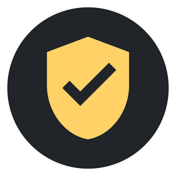 Yellow Shield with Black Check Mark in Dark Circle