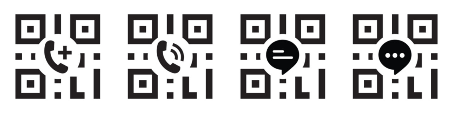 Call and chat scan barcode icon illustration