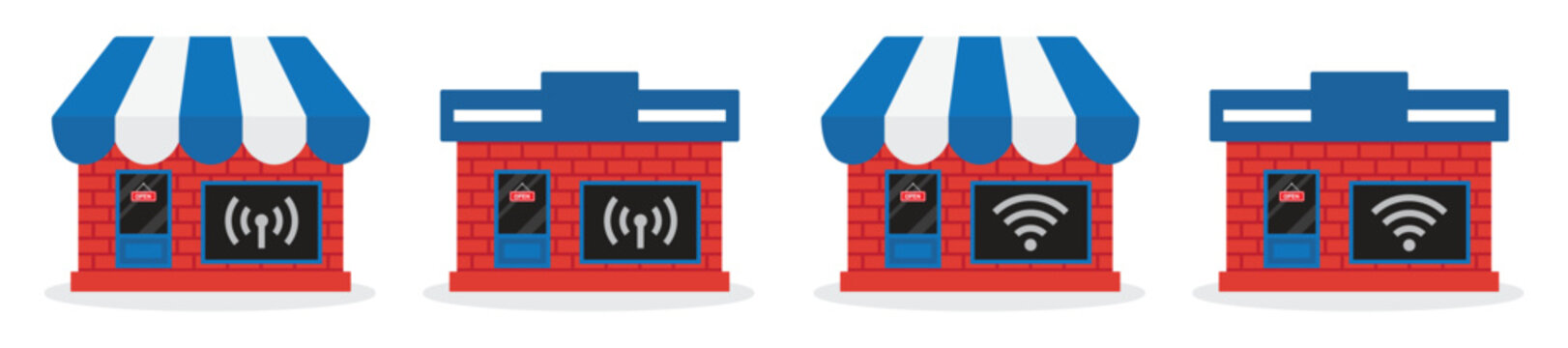 Store or cafe with free wifi icon illustration