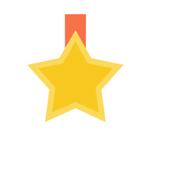 Fototapeta premium Yellow star medal with orange ribbon