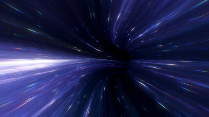 Deep blue warp stream for hyperspace travel, interstellar speed, cosmic depth, futuristic journeys, star trails and abstract science fiction backgrounds for digital artwork for creative projects © Versa