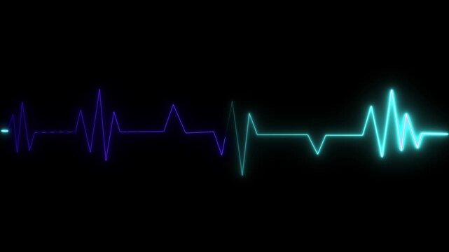 Neon heartbeat ekg pulse monitor loop: medical diagnostic data visualization