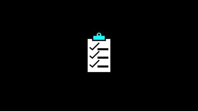 Animated checklist clipboard with checkmarks for task management and productivity projects