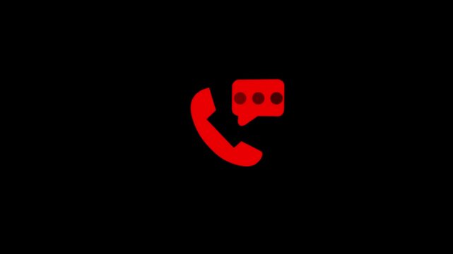 Red telephone handset with animated chat bubble for customer support and communication concepts