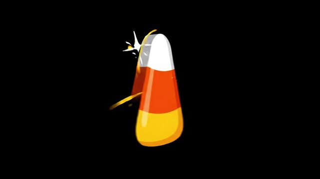 Animation Countdown timer with bats and candy corn graphic on a black background for a festive celebration Halloween party, banner, social media feed, glowing Video.