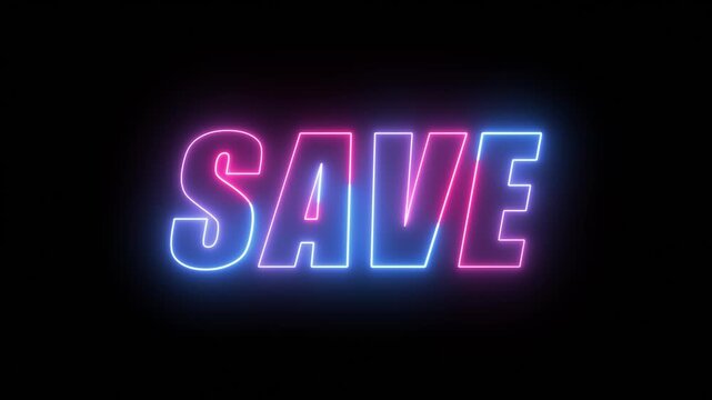 Neon save text effect, editable retro and glowing text style