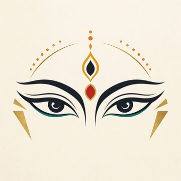 Goddess durga eyes illustration with traditional bindi mark