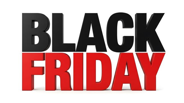 Bold black friday text illustration over white background for sales promotions