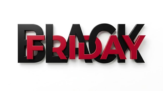 Black friday sale typography design with bold red and black letters