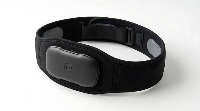 Black heart rate monitor chest strap for fitness tracking and exercise training for healthy lifestyle. stimulator belt