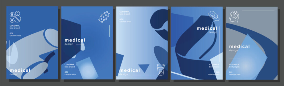 Computer flow flier medical abstract geometric a4 poster. present objects, company fly, document invitation, billboard greyscale vector medical background illustration