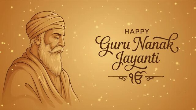 Golden Temple Gurpurab Celebration with Guru Nanak Dev Ji Spiritual Animated Video Background

