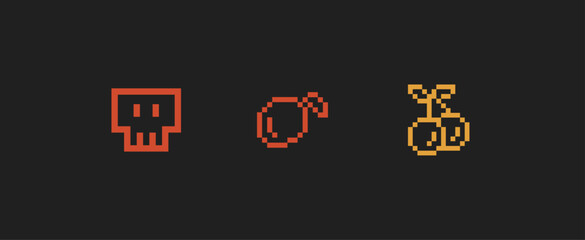 Fototapeta premium Pixel Art Interface Icon Bundle, Retro Gaming Vector Pack