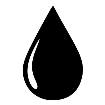 Black drop shape stands out sharply against plain white background. vector oil drop