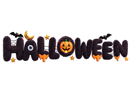 Playful, fluffy Halloween-themed pun on a white background