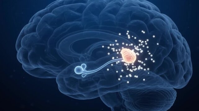 Melatonin hormone brain gland pineal circadian rhythm sleep cycle neurotransmitter medical science anatomy biology health concept neuroscience transparent structure illustration regulation health