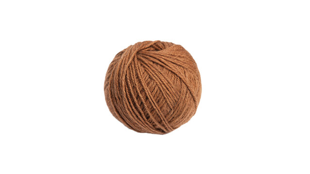 Coil of natural brown jute twine rope string isolated on transparent background