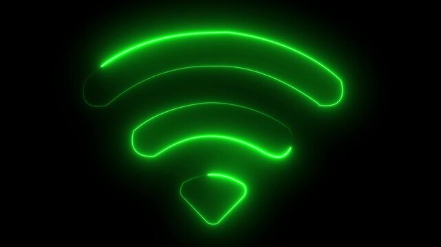 Neon green symbol on dark background. Internet communication and technology concept.