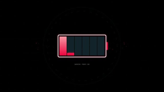 Battery charging animation with status indicator on black background