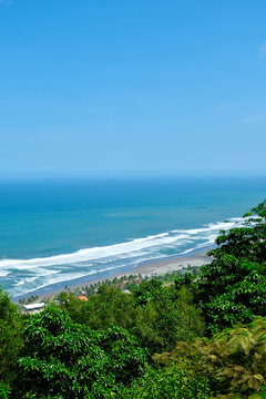 Parangtritis Beach Coastline from Hilltop Viewpoint, Yogyakarta, Indonesia