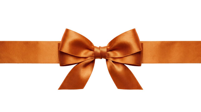 Orange satin ribbon bow horizontal banner decoration